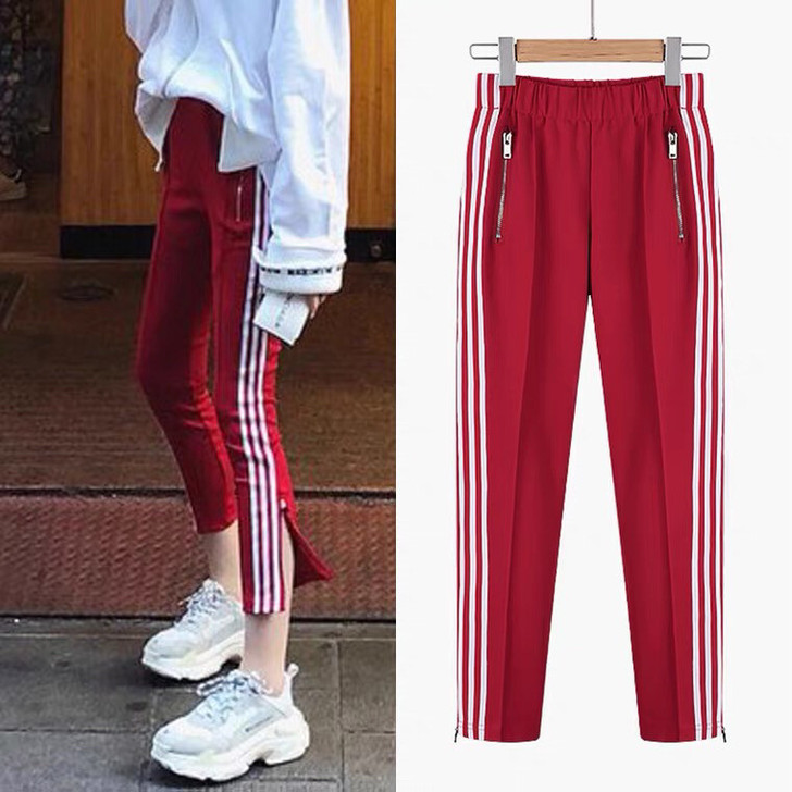 韩代新款小脚开叉休闲运动裤