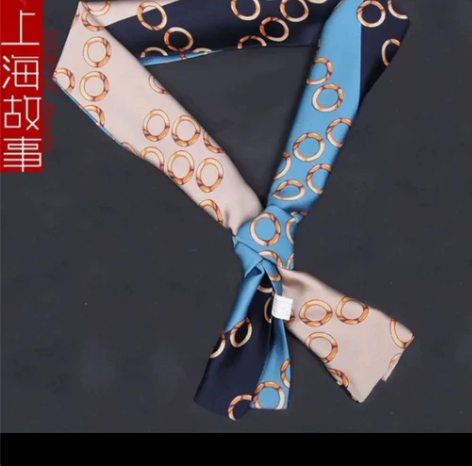上海故事丝巾,围巾春夏季长条领,图案玉环连...
