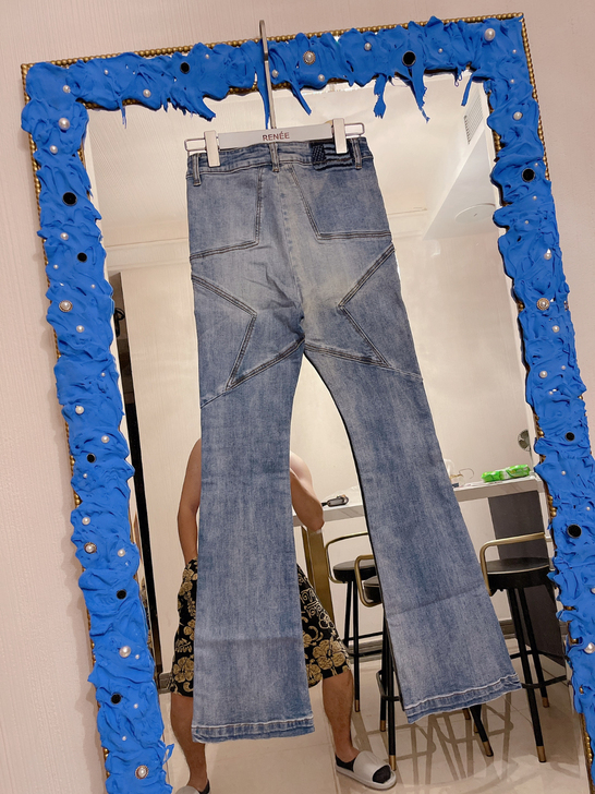 【服装公司全新样衣】chic高腰破洞牛仔裤...