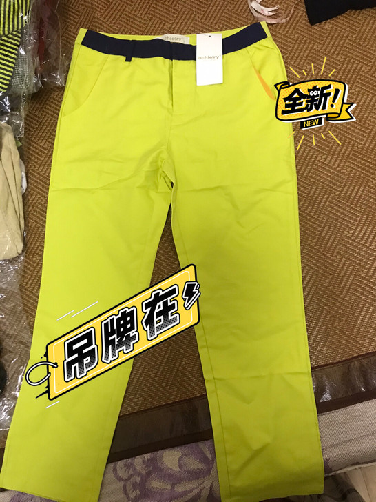 品牌夏天时尚休闲八分裤糖果绿实物更漂亮