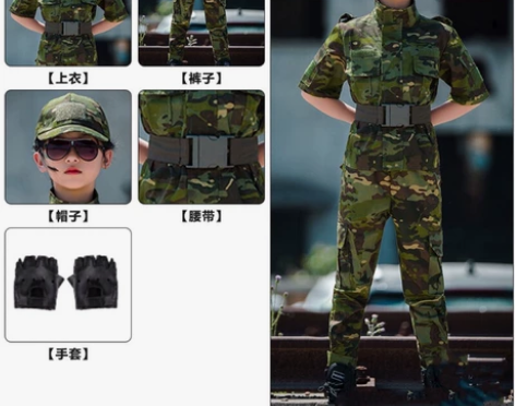 儿童迷彩服短袖套装特种兵夏季生日礼物走秀服...