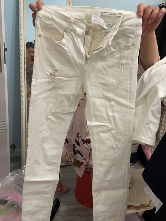 Zara穿棉白裤子，m