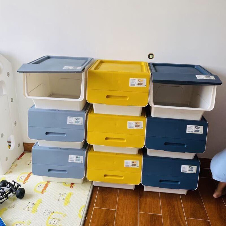 【3个装】茶花翻盖收纳箱塑料特大收纳箱侧开...