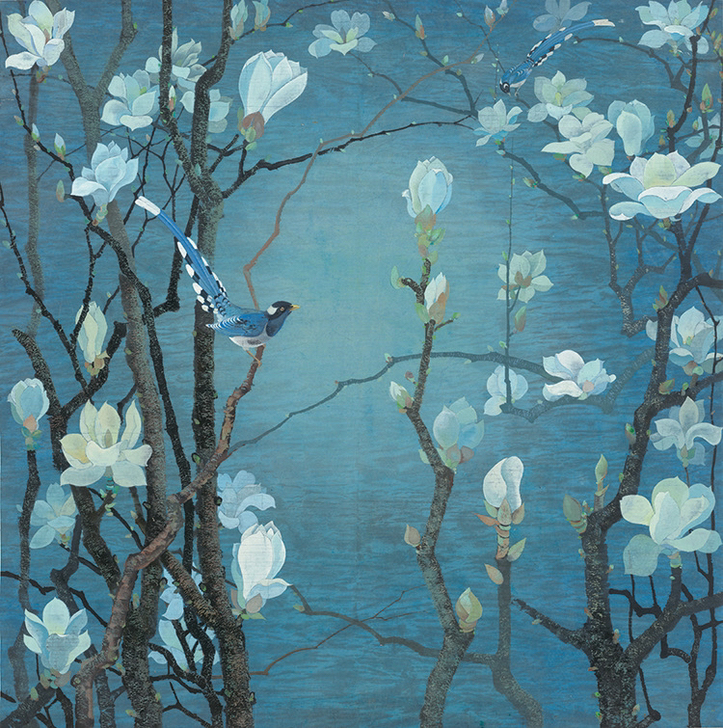 袁运甫. 玉兰花开-  微喷油画作品 材质...