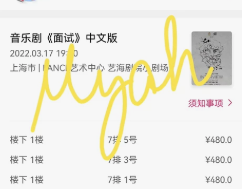 【暂挂】音乐剧面试上海3.17 前排三连座...