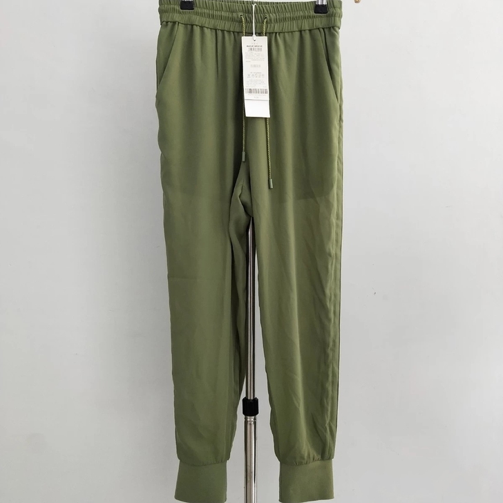 百家好松紧腰军绿色裤子25码155