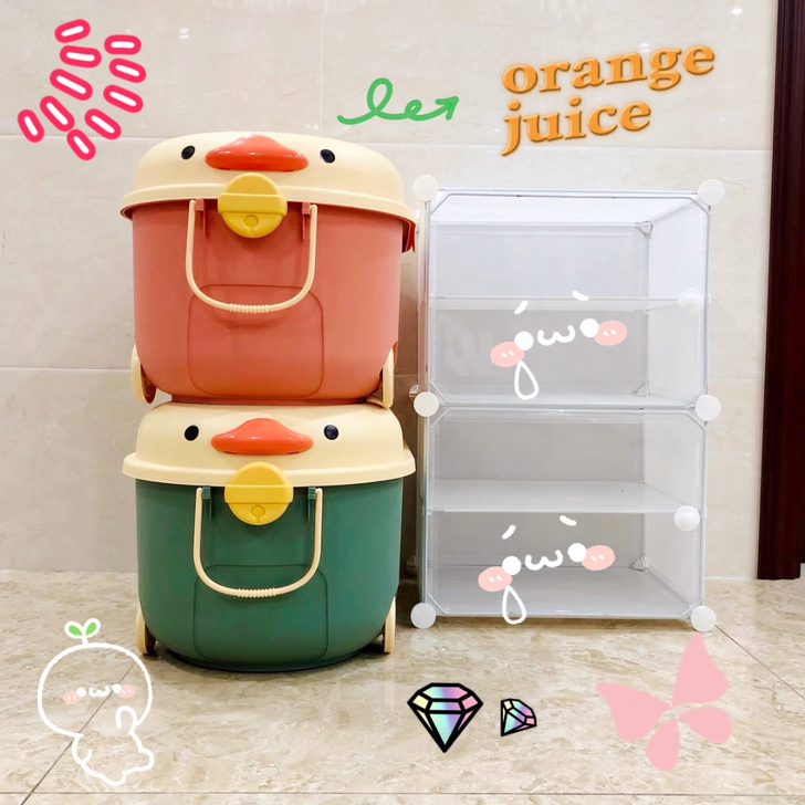 儿童玩具收纳箱家用整理箱萌趣鸭子储物箱宝宝...