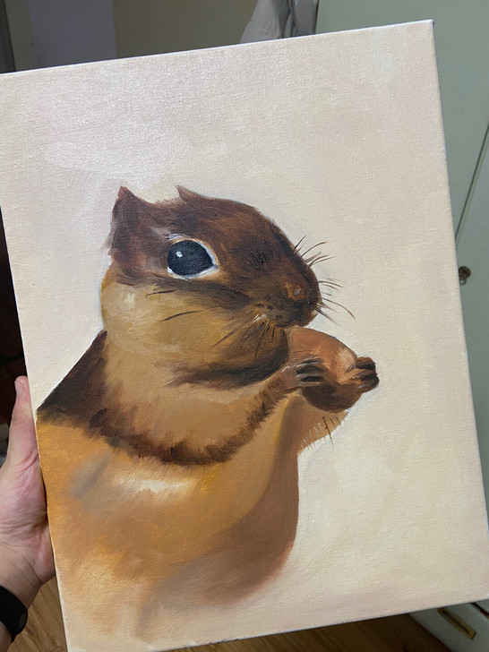丙烯装饰画油画松鼠作品成品30*40cm,...
