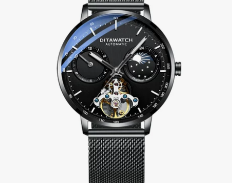 2018新款全自动机械表精钢手表男士镂空防...