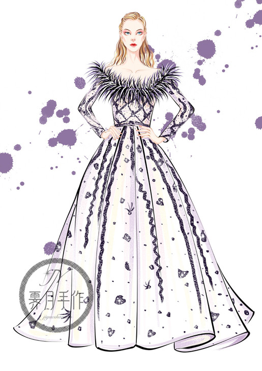 ipad服装设计手稿，马克笔手绘效果图
