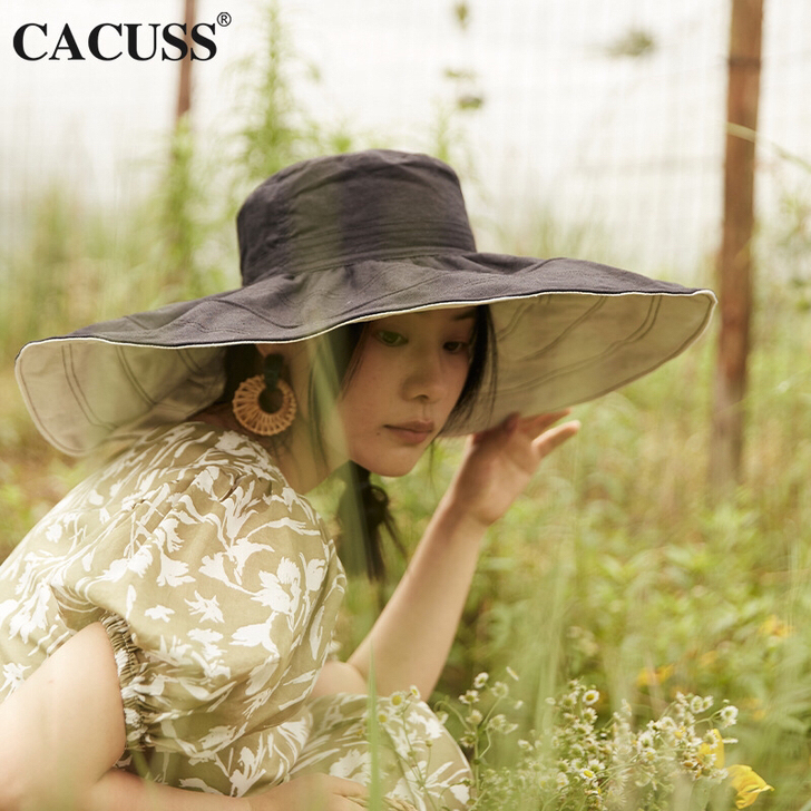 Cacuss遮阳帽女户外出游大檐太阳帽度假...