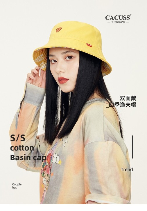 cacuss日系双面戴渔夫帽女潮牌显脸小可...