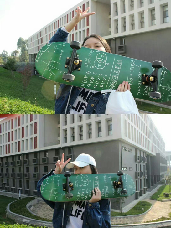 潮流滑板 大一的时候买的 滑了一次 摔痛了...