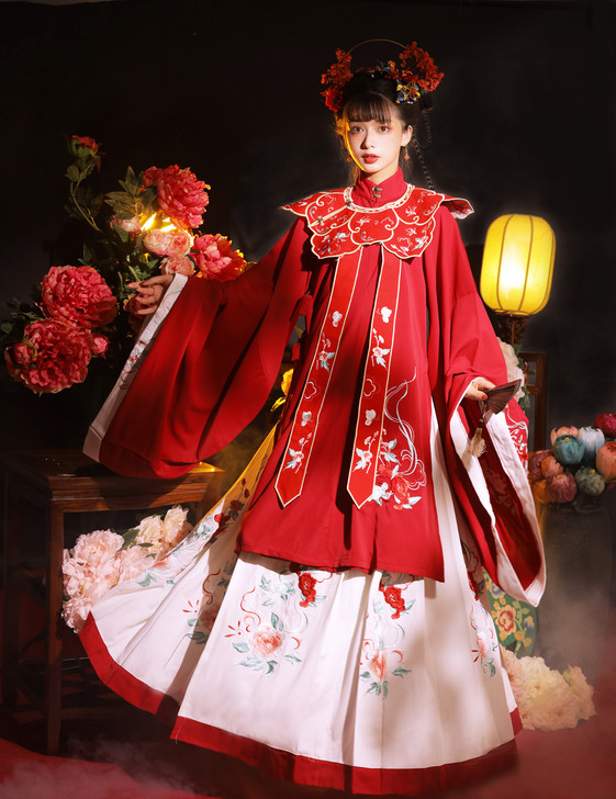 玉术原创汉服女花嫁明制汉服长衫