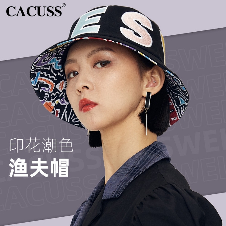 CACUSS渔夫帽春夏款女复古潮牌盆帽大帽...
