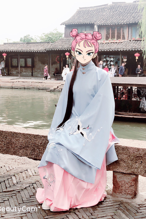 凤兮汉服   鹿鹤同春明制袄裙马面裙