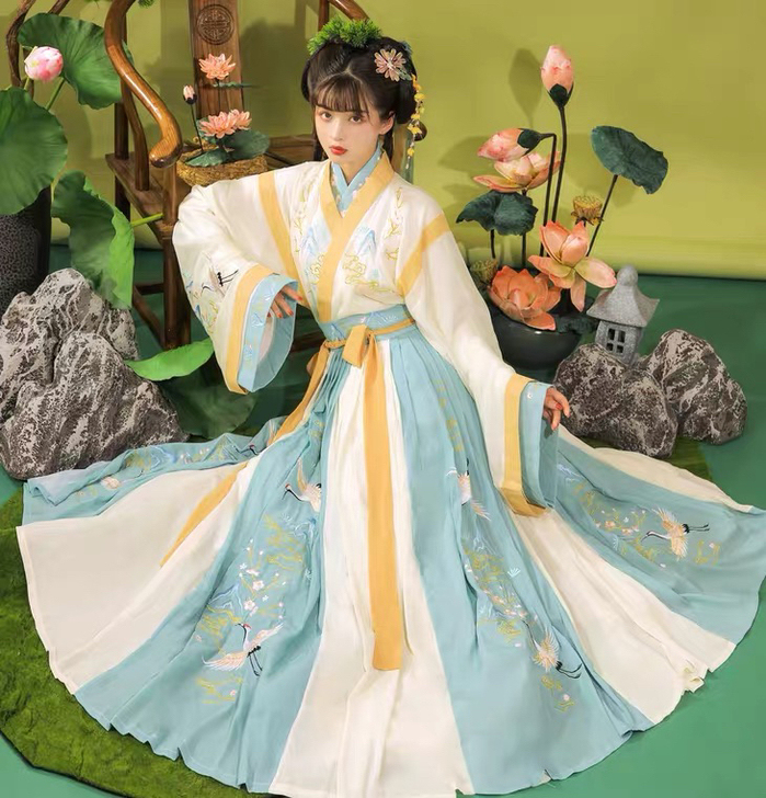 玉术原创汉服女羽集晋制齐腰魏晋风交领中国风...