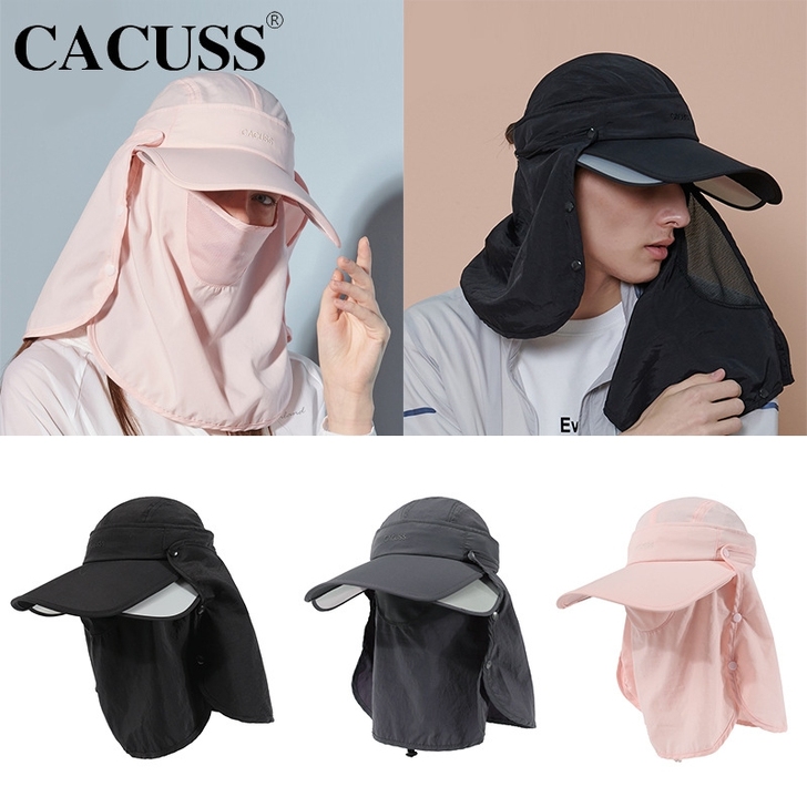 cacuss户外遮阳帽遮脸防紫外线帽男女大...