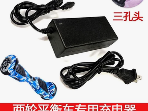双轮电动平衡车36v电源适配三孔插头42V...