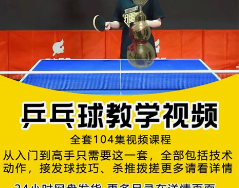 乒乓球 教学视频教程少儿成人初学者自学入门...