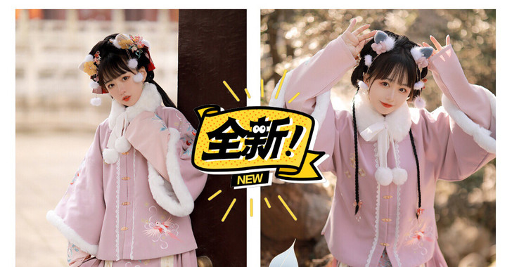 素羽华裳汉服柿柿连年明制方领半袖披袄汉元素...