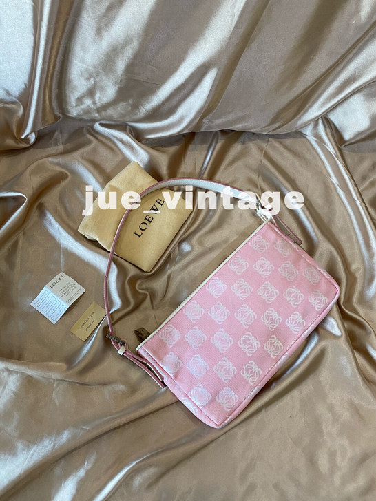 loewe老花樱花粉麻将包腋下包中古vin...