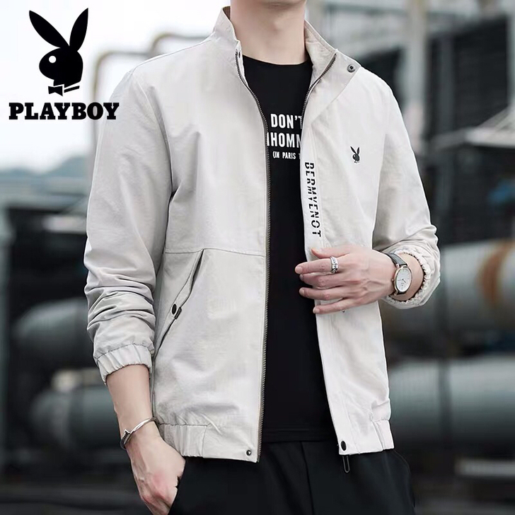 花花公子男装韩版休闲潮流帅气百搭薄款夹克春...