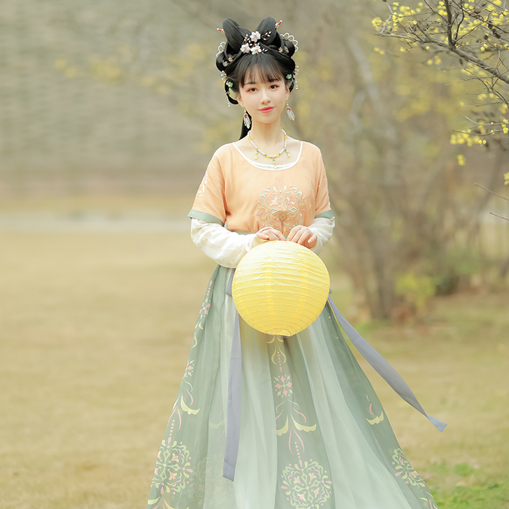 素羽华裳原创芷兮坦领汉服女半臂敦煌风齐腰襦...