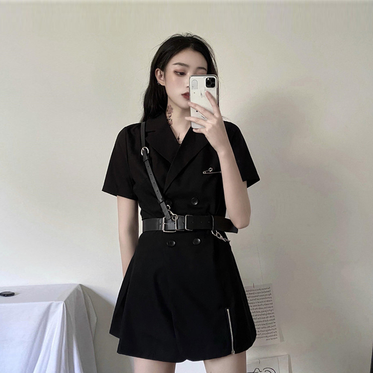 复古工装裙裙子2020年新款夏天收腰显瘦小...