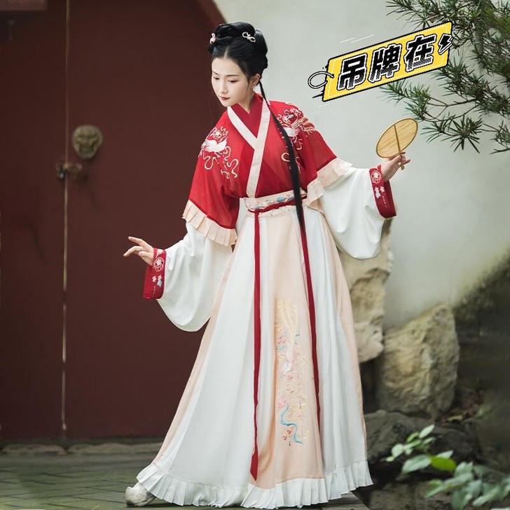 墨子研汉服 凤于牡丹 晋制交领 刺绣款 4...