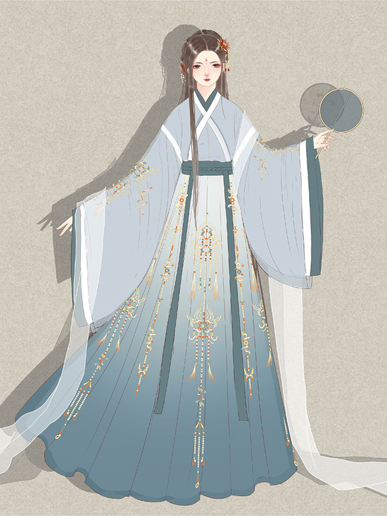 艺缕原创九州正品汉服女魏晋风大袖交领襦裙齐...