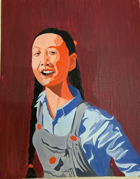 手绘装饰油画人物作品，80cmX100cm