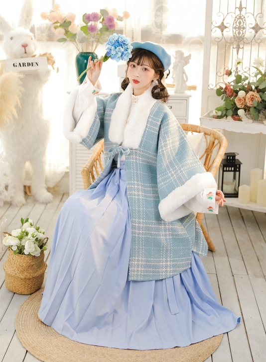 玉术原创樱花汉服女明制汉元素改良日常披风齐...