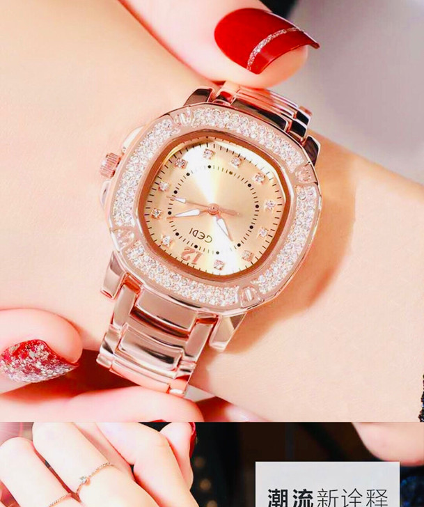 时尚钢带女表石英表,送调表器