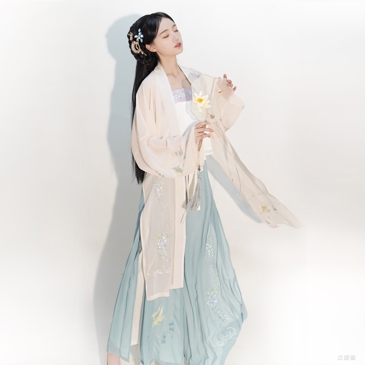 【流烟昔泠-初晴】原创绣花褙子宋抹吊带改良...