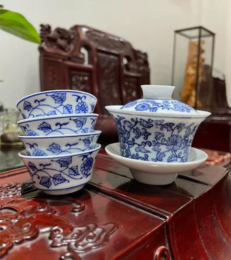 景德镇老茶具，柴窑龙窑烧制，非常老了青花茶...