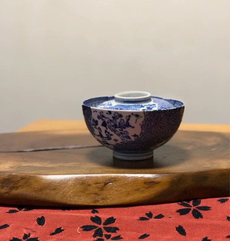 日本中古回流瓷器手绘内外老青花婴戏图地包天...