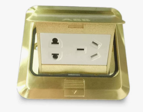 ABB地插地面插座新款阻尼慢起铜五孔AU5...