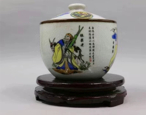 老物件 八仙盖碗 晚清釉下青花瓷器仿古瓷 ...