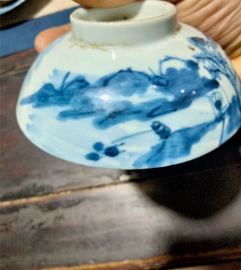 晚清清花茶碗盖子，全品无磕无冲，发色漂亮，...