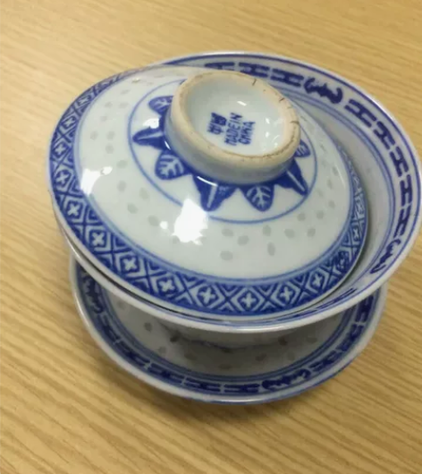 解放初期青花玲珑瓷盖碗 保真保老，解放初期...