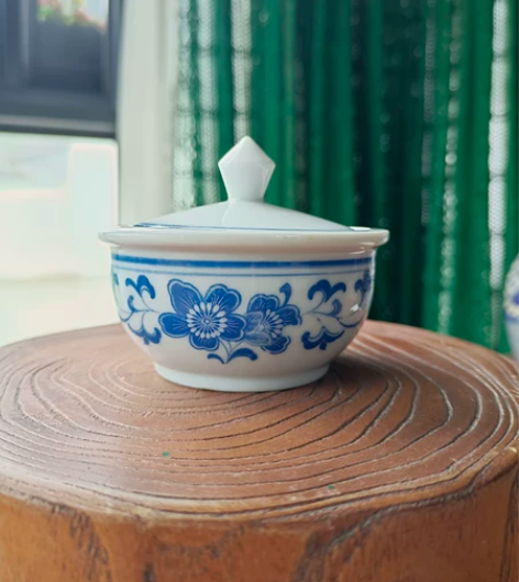 湖南醴陵全品七十年代青花小调味罐盖碗民俗收...