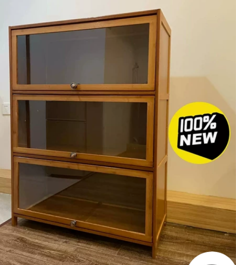 【仓库到期】收纳柜带玻璃门置物架家用客厅玩...