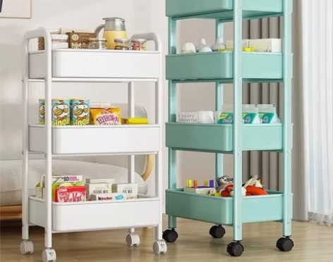 加厚款小推车置物架厨房落地卧室多层婴儿移动...