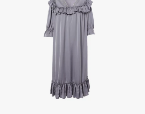 4.14祖艾 自制【月光倾城家居裙】V领刺...