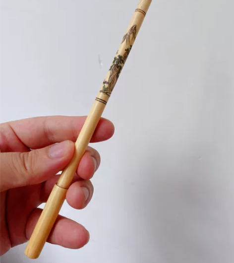 清代毛笔一支 刻画山水 做工细腻刻画精美 ...