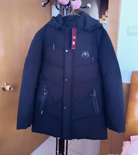 男士防寒服休闲棉服，近全新纯黑5XL，保暖...