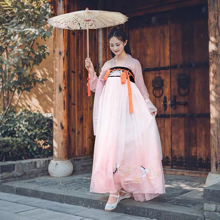 新秋夏季学生汉服女齐胸中国风仙气古装灵语鹤...