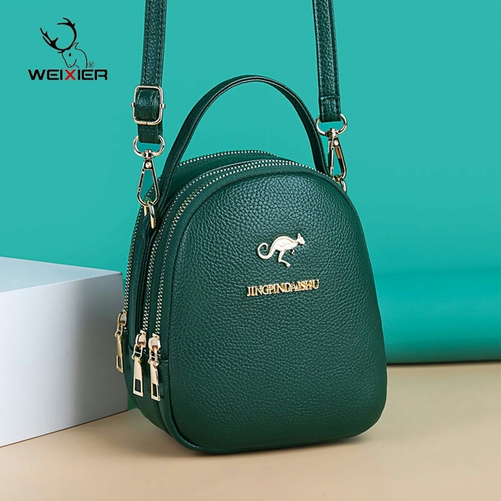 外贸出口订单亏本袋鼠真皮质感包包，三层时尚...