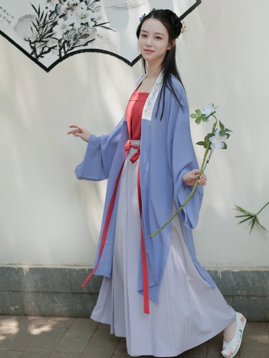 汐裳纪-东月分棠清风笺宋制汉服三件套春夏季...